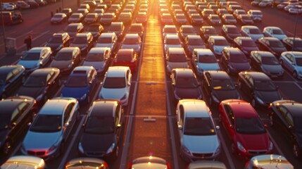 Obraz premium Car parking in outdoor parking Used car sales and rental services Car parking Car dealerships and dealer agent concept