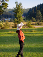 hiker woman in the plateau