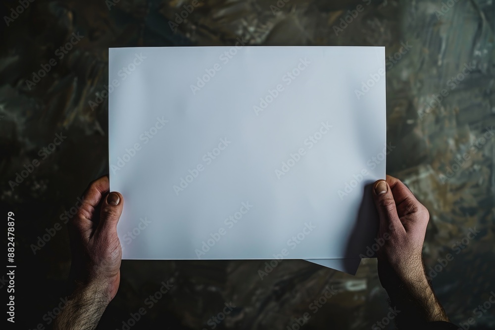 Poster a person holding a piece of paper with handwritten notes or message, suitable for various uses such 