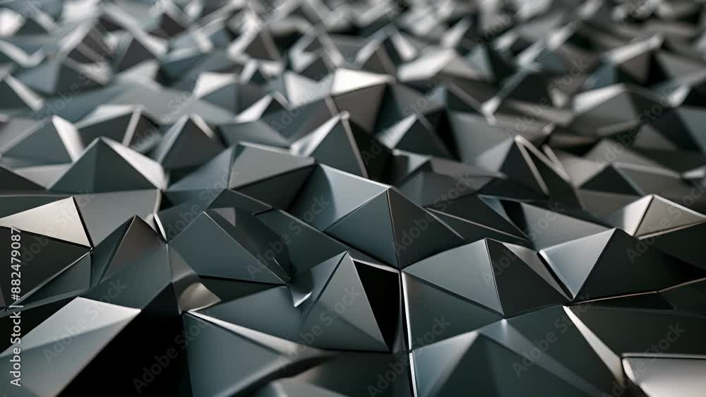 Poster a strikingly abstract representation of a geometric field with bold triangles in shades of grey over