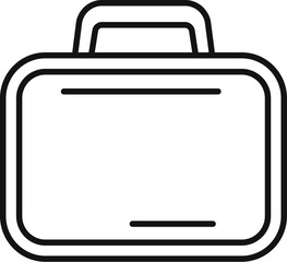 Simple black and white icon of a business suitcase representing travel for work or pleasure
