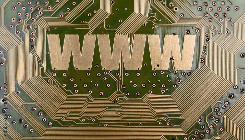 Poster internet technology and circuit board connection concept