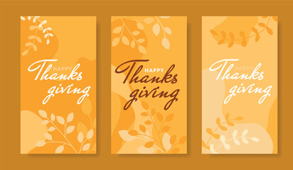 Set of bright autumn Thanksgiving cards.