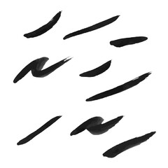 Set Realistic Abstract Black Brush Stroke Element Collection.