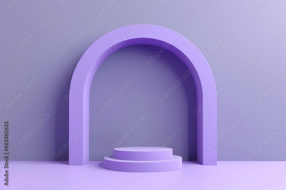 Poster A simple architectural design featuring a purple arch with a white platform in the middle
