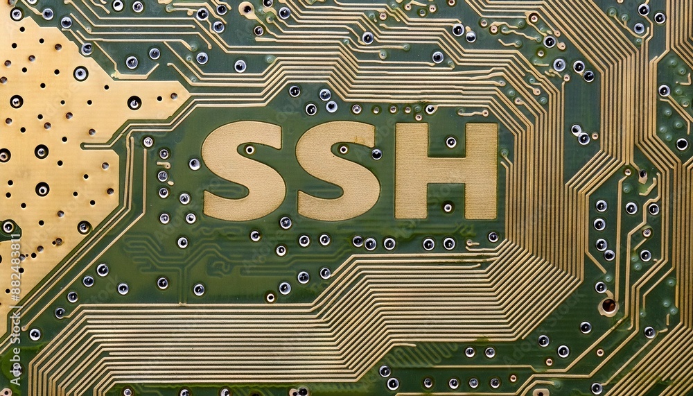 Poster ssh secure shell technology on circuit board