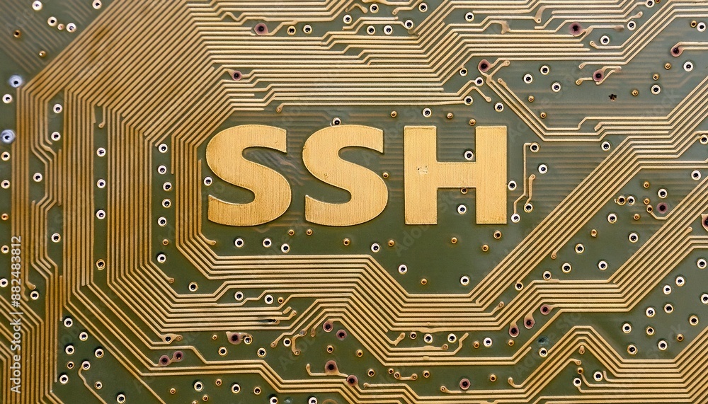 Poster ssh cybersecurity technology on circuit board