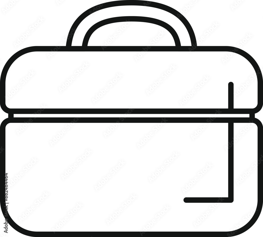 Poster simple lunchbox container outline icon concept featuring a rectangular shape with rounded edges, a h