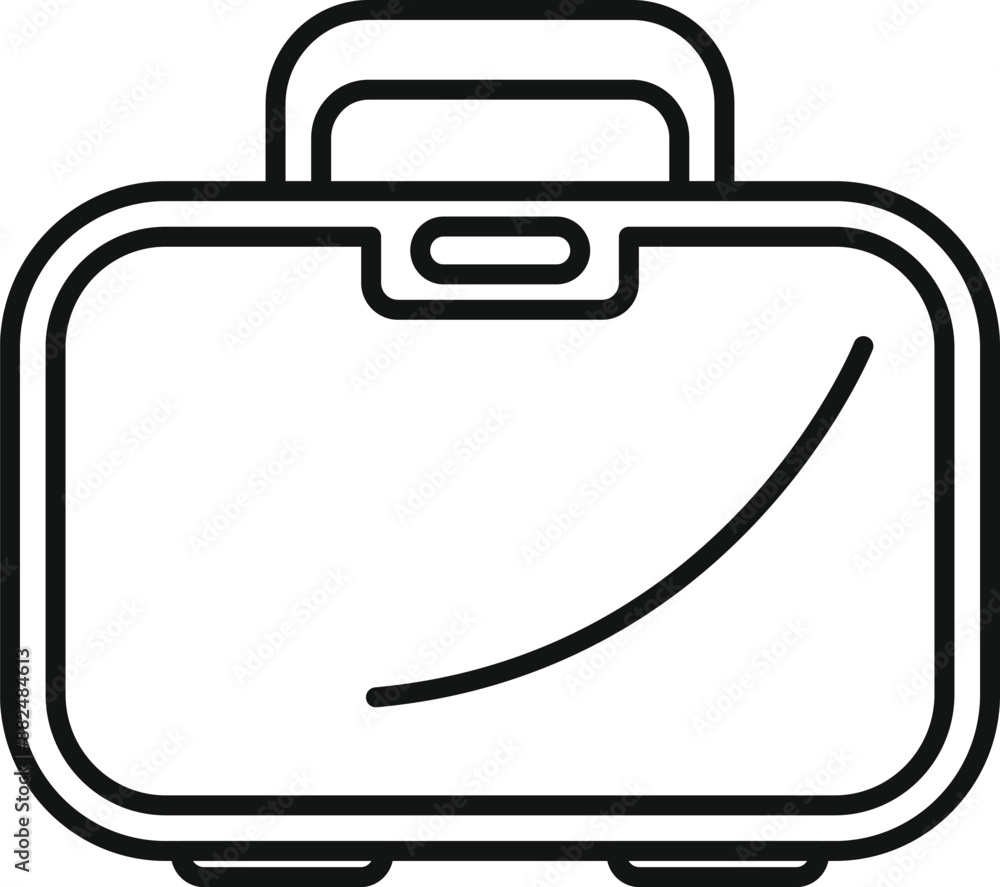 Poster simple line icon of a plastic lunchbox for storing and transporting food
