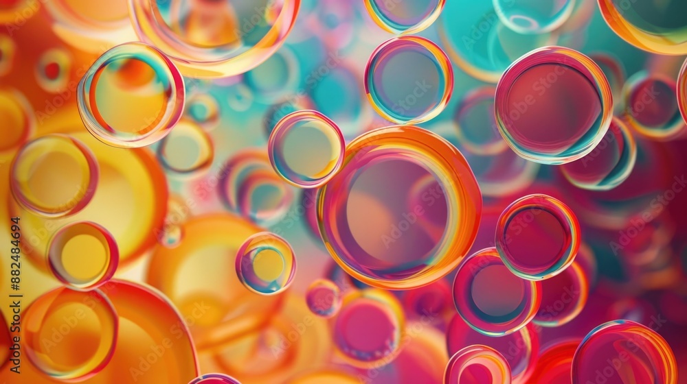 Poster a group of bubbles floating in the air, capturing a moment of carefree joy