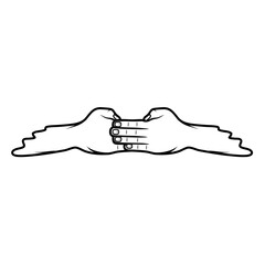 black and white zhou style greeting hand gesture line art vector