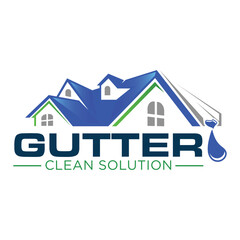 Gutter Clean logo design template. House Improvement business logo vector.