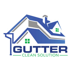Gutter Clean logo design template. House Improvement business logo vector.