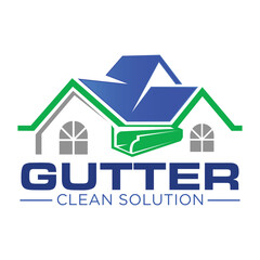 Gutter Clean logo design template. House Improvement business logo vector.