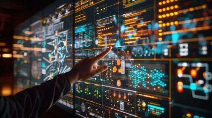 A photorealistic image capturing a team of developers in a collaborative meeting, brainstorming around a large digital display filled with intricate software architecture diagrams and interactive