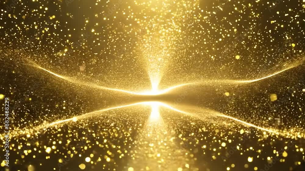 Aufkleber shimmering golden particles flow from a central light source, creating movement and energy. perfect 