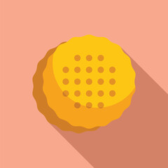 Flat design icon of a round butter cookie with sugar sprinkles on a pink background