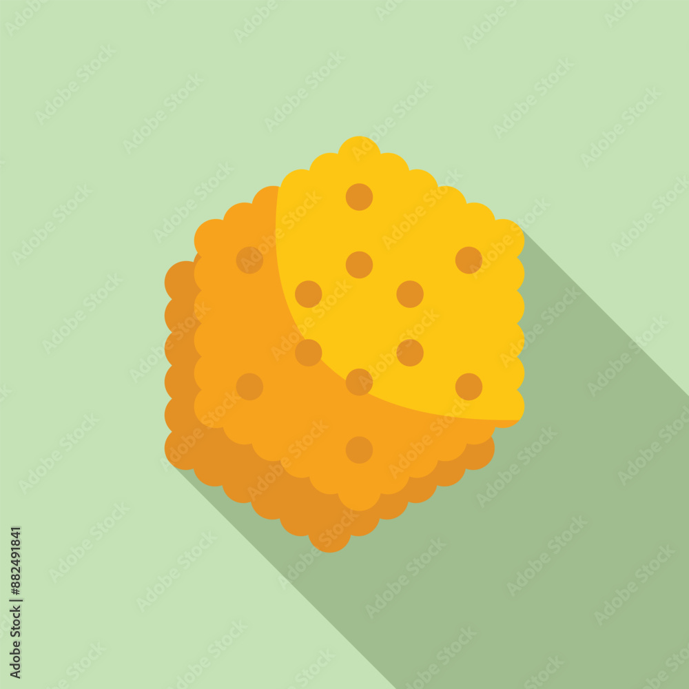 Aufkleber square cracker icon in flat style with long shadow on green background for any web design