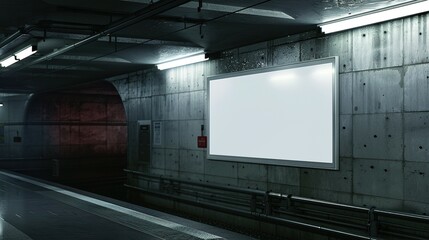 Canvas Poster Frame Hanging in a Railway Station