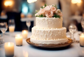 decorated detail table catering celebrate on dding event bridal cake dessert candle eat