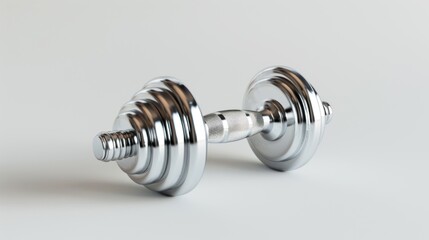 Silver Dumbbell on a White Background