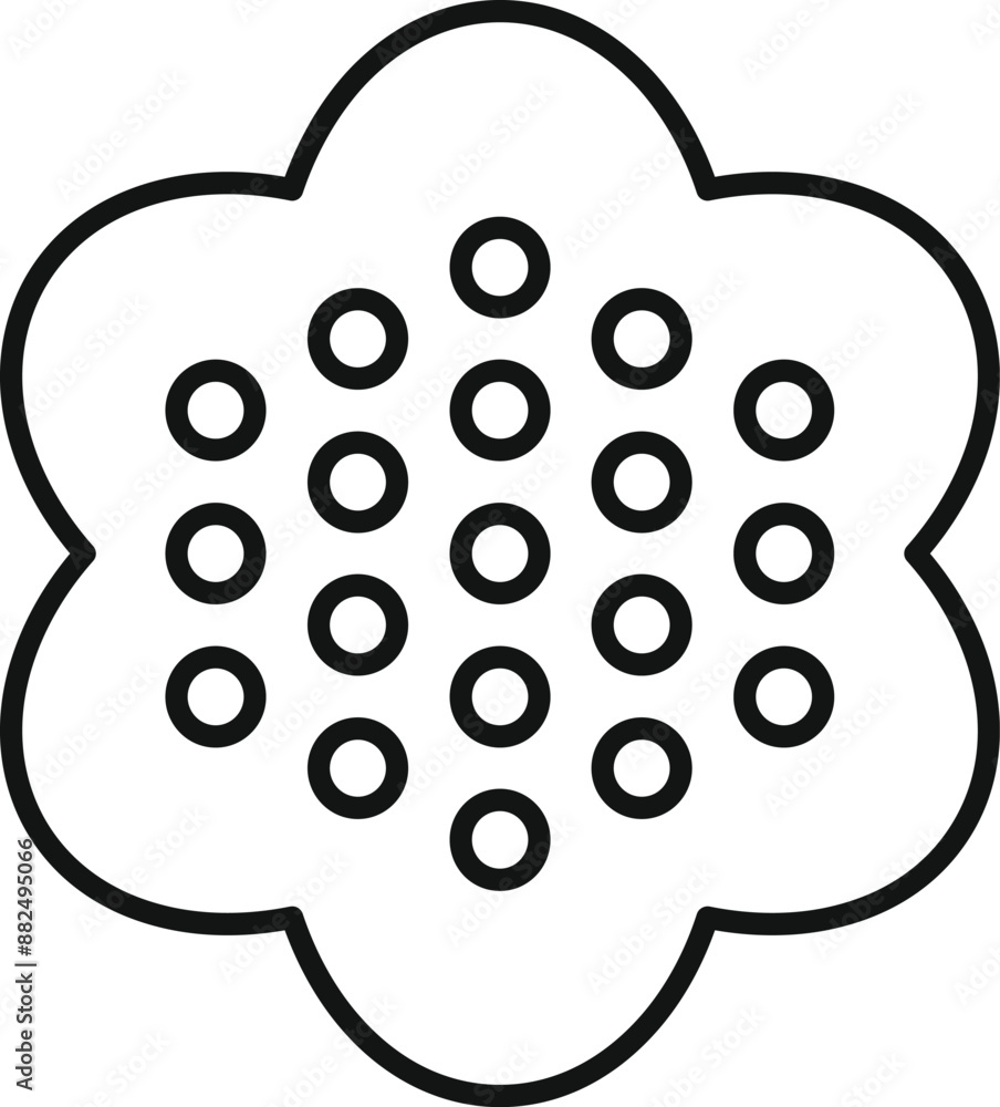 Poster black and white line art illustration of a flower shape representing data analysis and information p