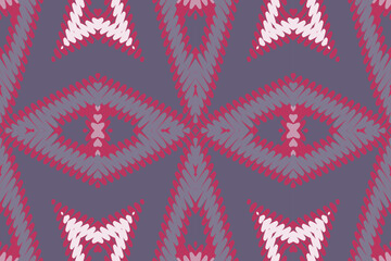 Traditional ikat & ethnic seamless pattern with geometric tribal background for oriental embroidery design Ethnic tribal shape blue color. Batik, ikat