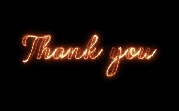 Thank You Neon Title 4k Resolution, Thank You text font with neon light. Animation of a thank you neon sign. 
Animation Thank you for watching blue neon sign glowing on black background.