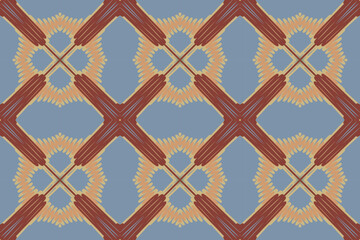 Traditional ikat & ethnic seamless pattern with geometric tribal background for oriental embroidery design Ethnic tribal shape blue color. Batik, ikat