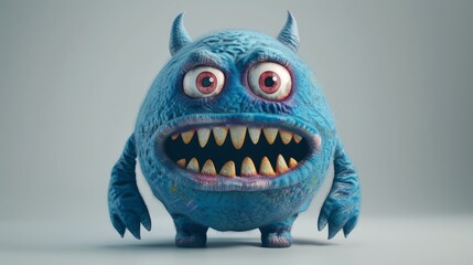 Colorful Expressive cute 3D cartoon monster character