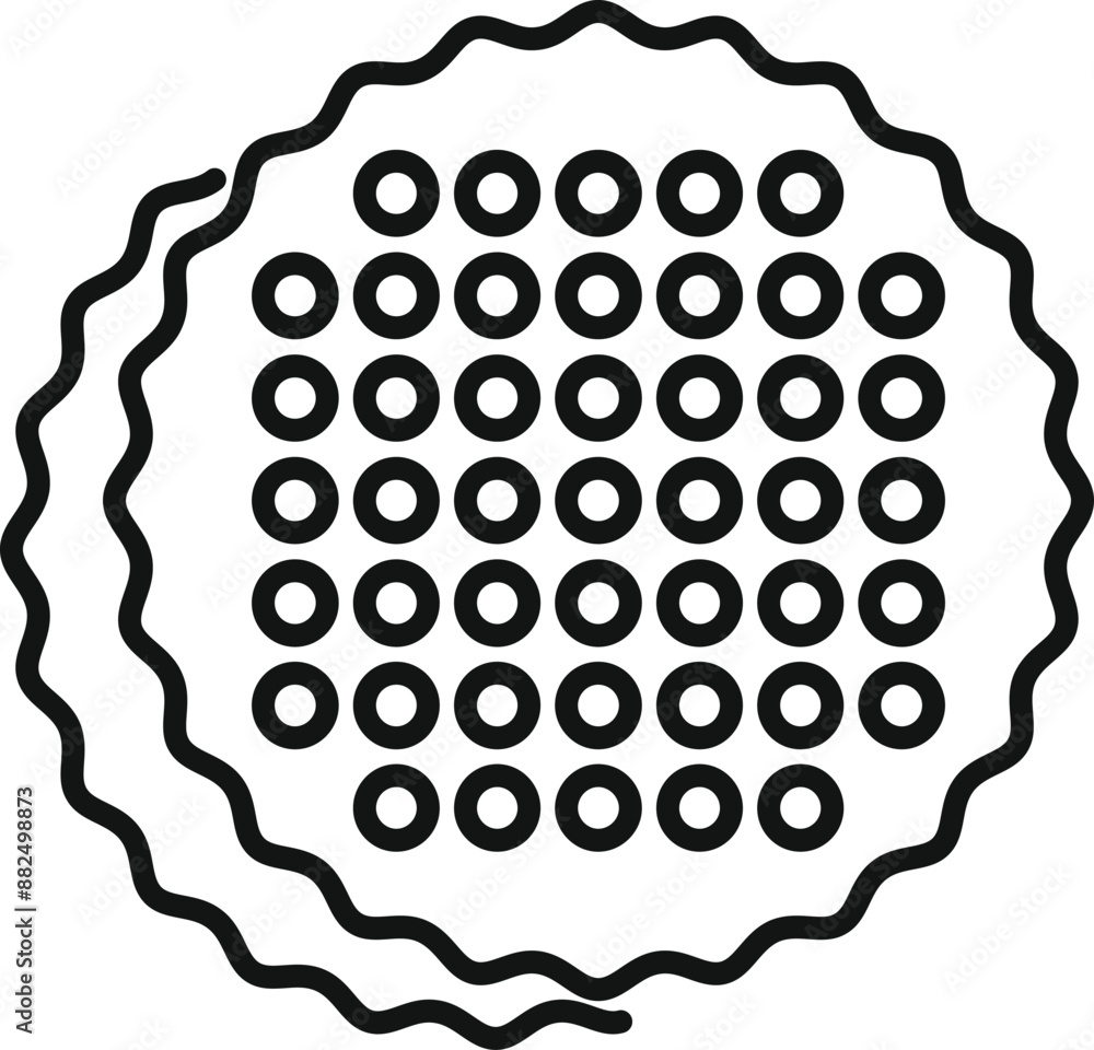 Poster round waffle with holes pattern, simple icon in outline style for design