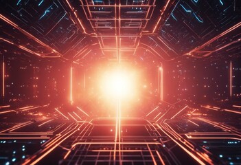 Obraz premium technology network background future futuristic science fiction sci render abstract shape polygon fi