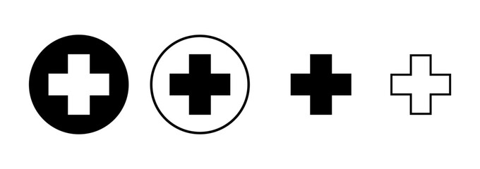 Obraz premium Plus Icon vector isolated on white background. Add plus icon. Addition sign. Medical Plus icon