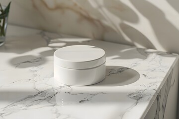 Elegant White Cosmetic Jar with Subtle Silver Trim, Perfect for Skincare and Beauty Products