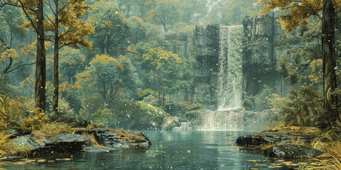 Fototapeta premium 青色の水彩テクスチャ背景