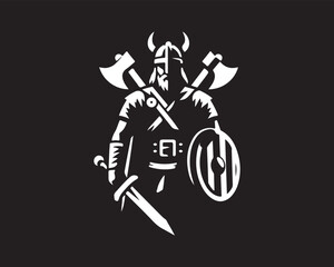 Viking Logo Design Vector Template. Human Viking Logo Design Icon Symbol Vector Illustration.