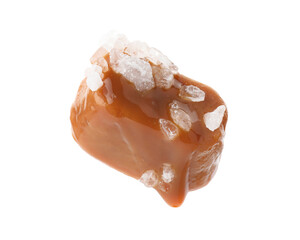 Yummy candy with salted caramel isolated on white
