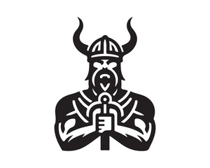 Viking Logo Design Vector Template. Human Viking Logo Design Icon Symbol Vector Illustration.