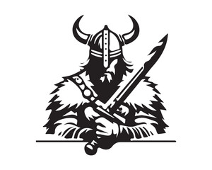 Viking Logo Design Vector Template. Human Viking Logo Design Icon Symbol Vector Illustration.