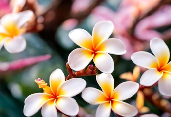 Fototapeta premium border flower design spa frangipani tropical exotic plumeria beautiful