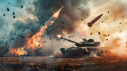 misiles y bombas explotando en una guerra taque militar destruccion y devastacion por la guerra parar la guerra