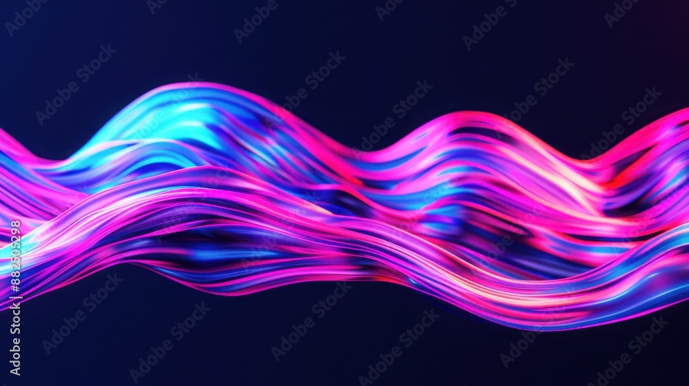 Poster abstract digital wave of flowing colorful neon lines on a dark background. vibrant and futuristic de