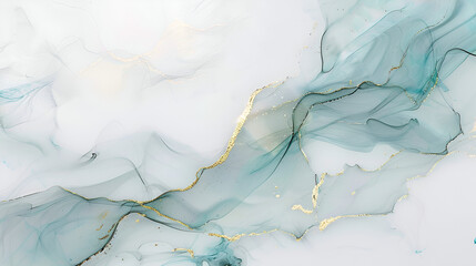 fondo efecto marmol en transparencia en color aqua con blanco y detalles en dorado cuadro decorativo elegante y sofisticado con movimiento