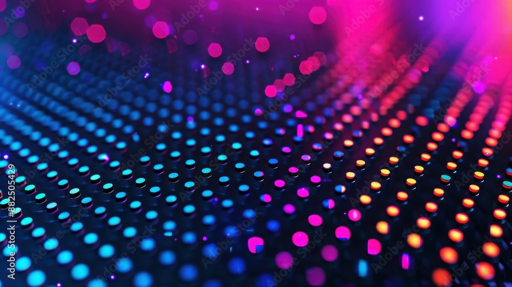 Fototapete colorful digital abstract background with vibrant gradient dots and glowing bokeh lights, perfect fo