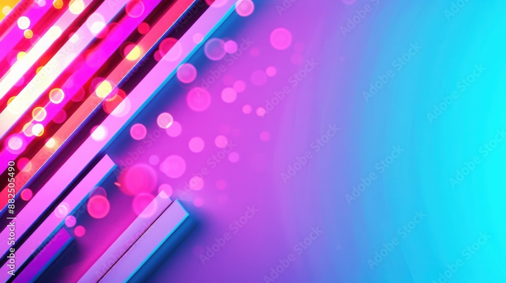 Poster vibrant abstract background with colorful neon lines and bokeh lights, perfect for designs, tech the