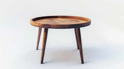 End table, round coffee table isolated on white