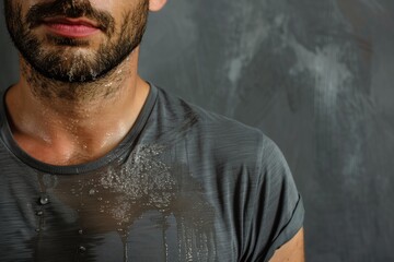 Close-up of a man with excessive sweating