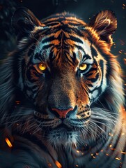 Tiger Poster design, realistic, HD, copy space - generative ai