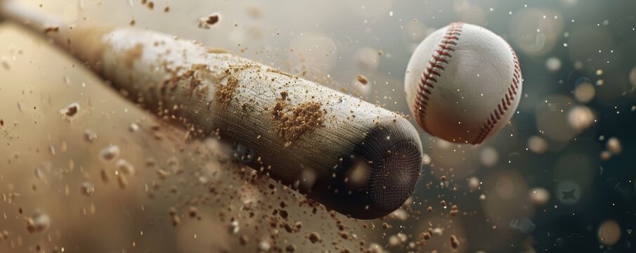 A baseball bat hitting a ball.