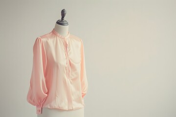 Chic Pastel Silk Blouse on Invisible Mannequin for Fashion Inspiration hael5471